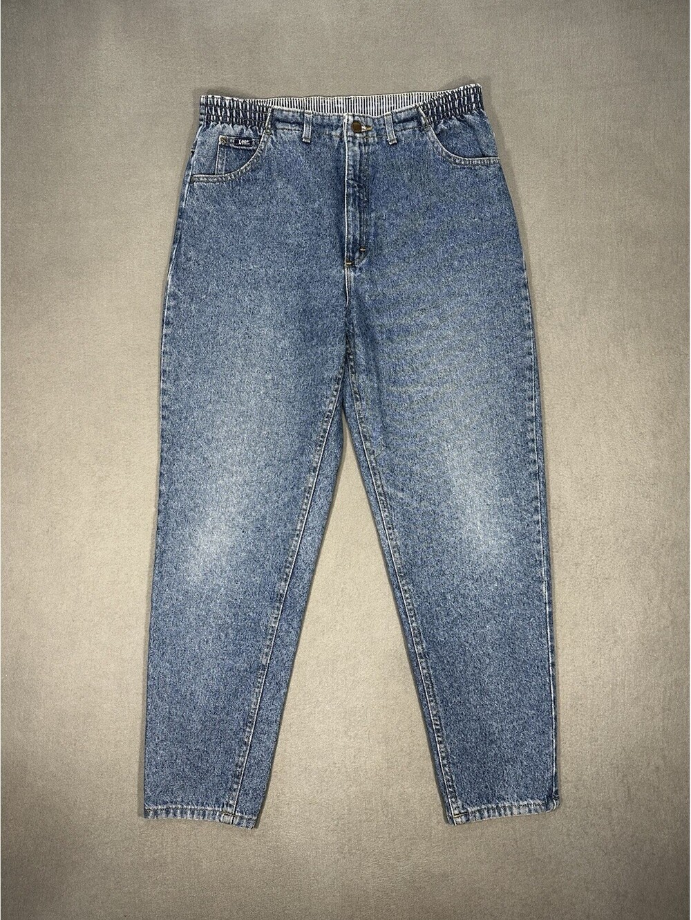 Vintage Lee USA Made 90s Mom Jeans 33x28.5 Med High Rise Tapered Elastic Back